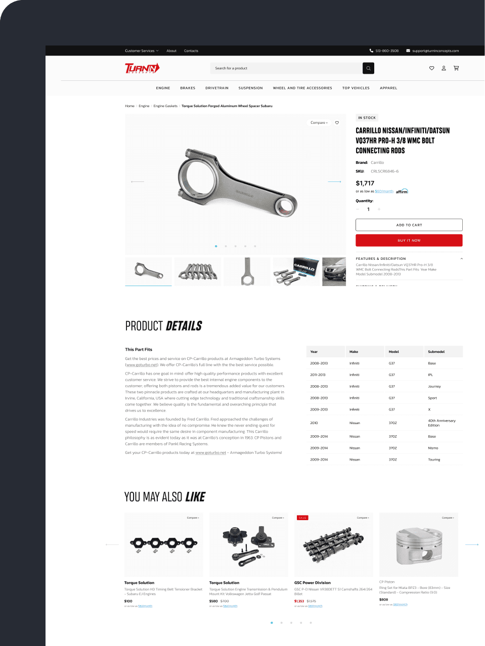 Turnin Concepts product page banner