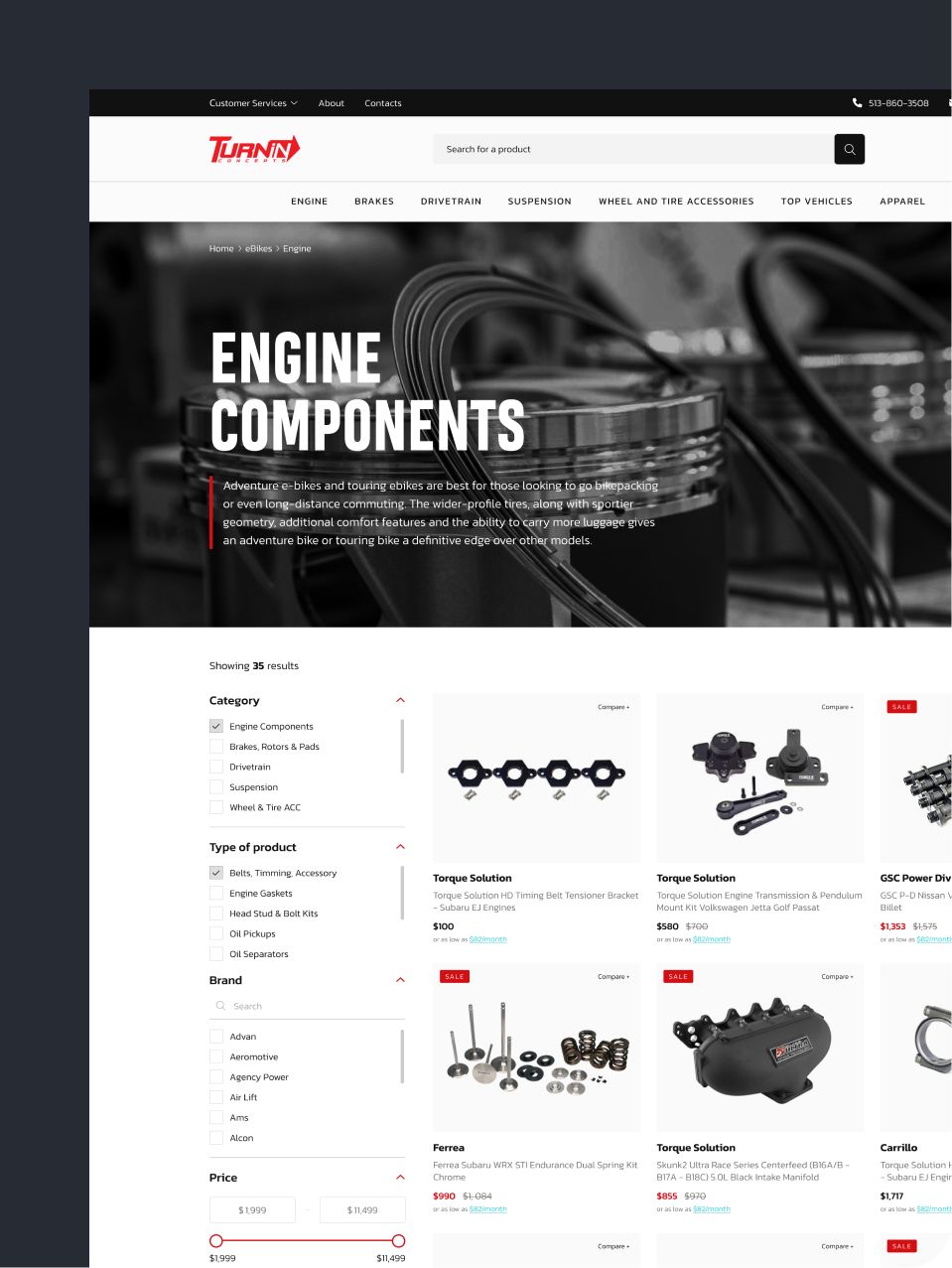TurninConcepts banner for Product list page